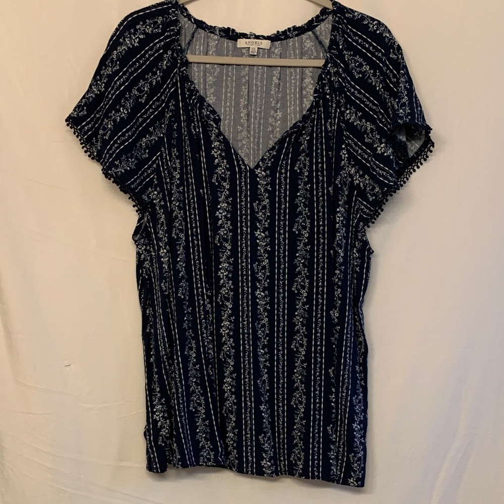 Navy Blue Floral Women's Top